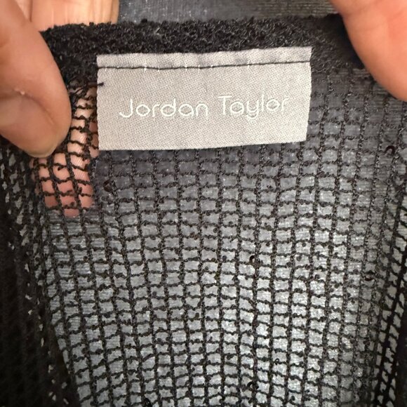 Sheer Black Mesh Tunic Top By Jordan Taylor With V-Neckline & Tie Back Detail Fo - Picture 6 of 6